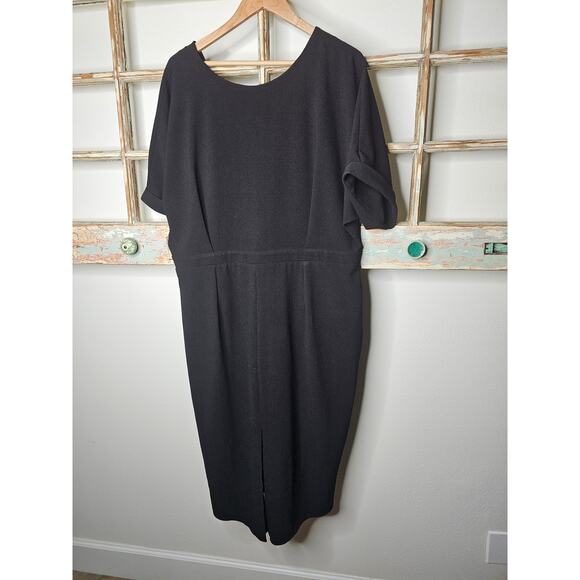 NWT Asos Black Basic Midi Dress Back V-Neck Ladies Size 16 - Picture 2 of 9
